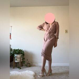 Anthropologie V-neck Knot Front Midi Wrap Dress